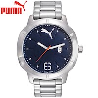 Reloj Puma Nevermind PU104261003 Fecha Acero Inoxidable Dial Azul